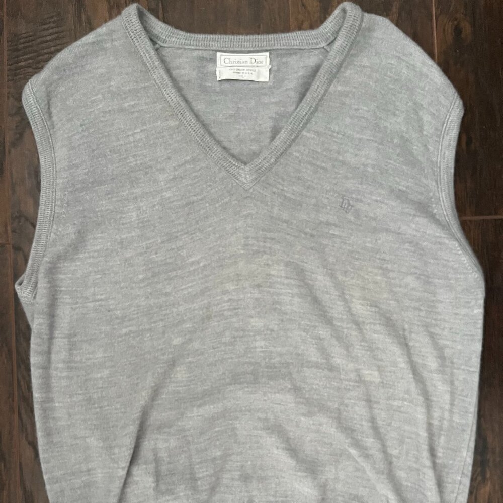 Christian Dior Homme Sleeveless V-Neck Sweater Vest - Gray Size Large